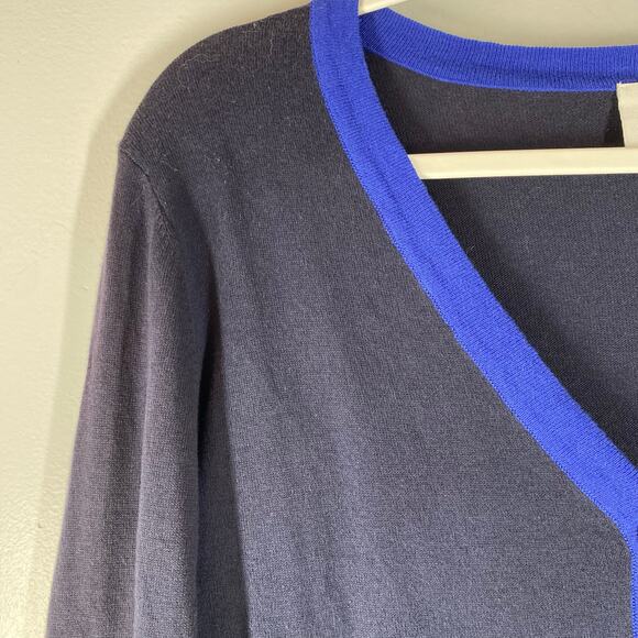 Cabi Michelle Cardigan Sweater Sheer Ruffle Style 5016 Blue Womens Size Medium - Picture 4 of 8